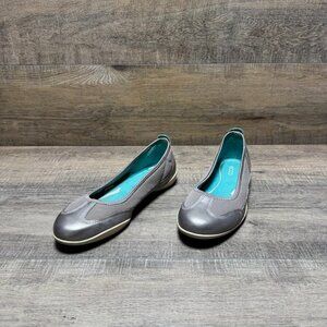 Ecco Bluma Pewter Leather Ballet Flats Women's Size EU 38
